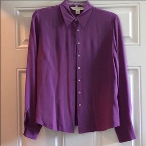 100% Silk Casual Corner Shirt - Purple